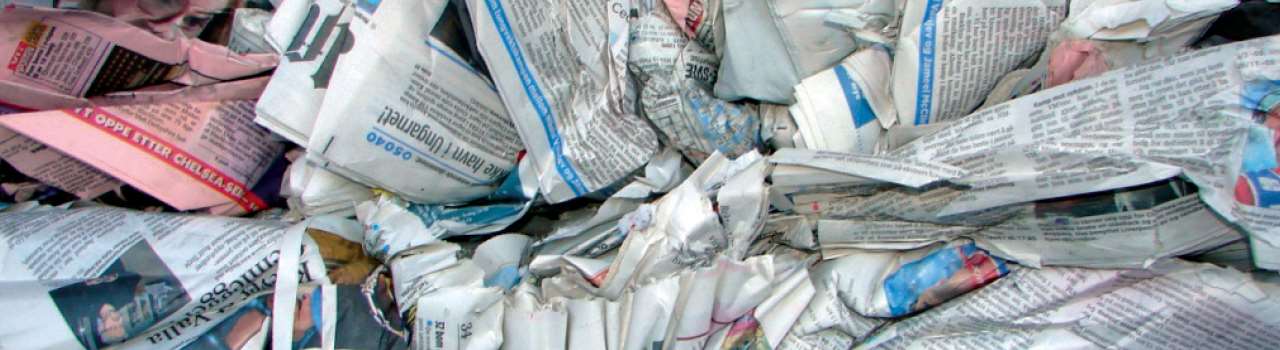 Foto: Papir er samlet inn for resirkulering hos Norsk Gjenvinning